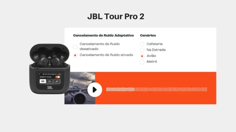 Cancelamento de ruído ANC do fone JBL Tour Pro 2