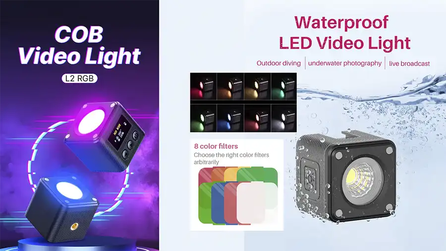 cubo de led ulanzi l2 rgb e l2 a prova d´agua