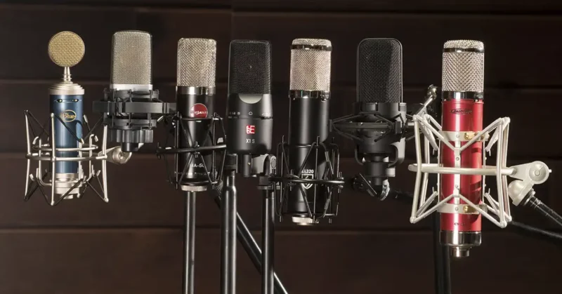 microfones condensadores são usados em estúdios